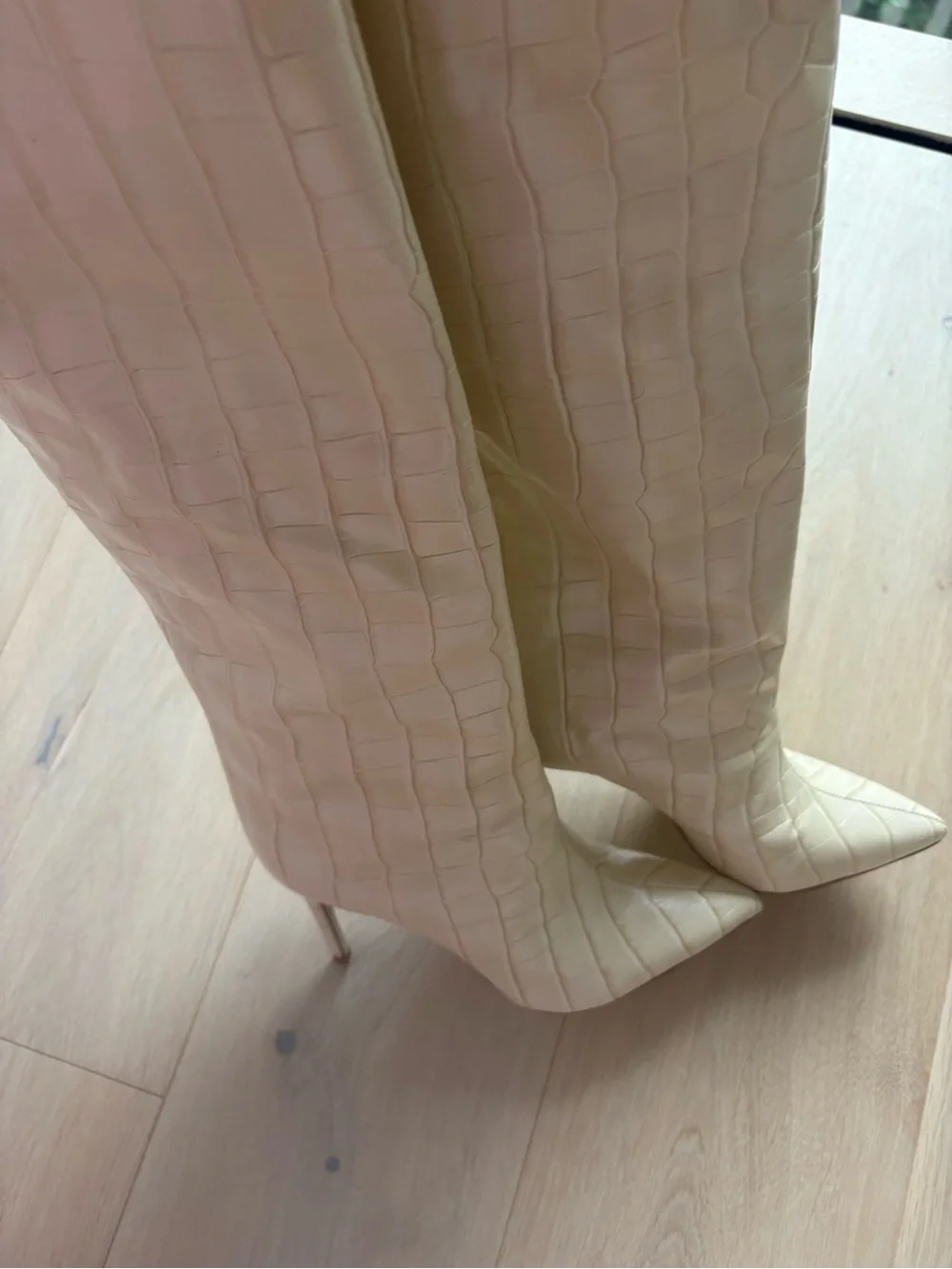 SCHUTZ Mariana Knee Boot sz 6 LIKE NEW in eggshell/beige